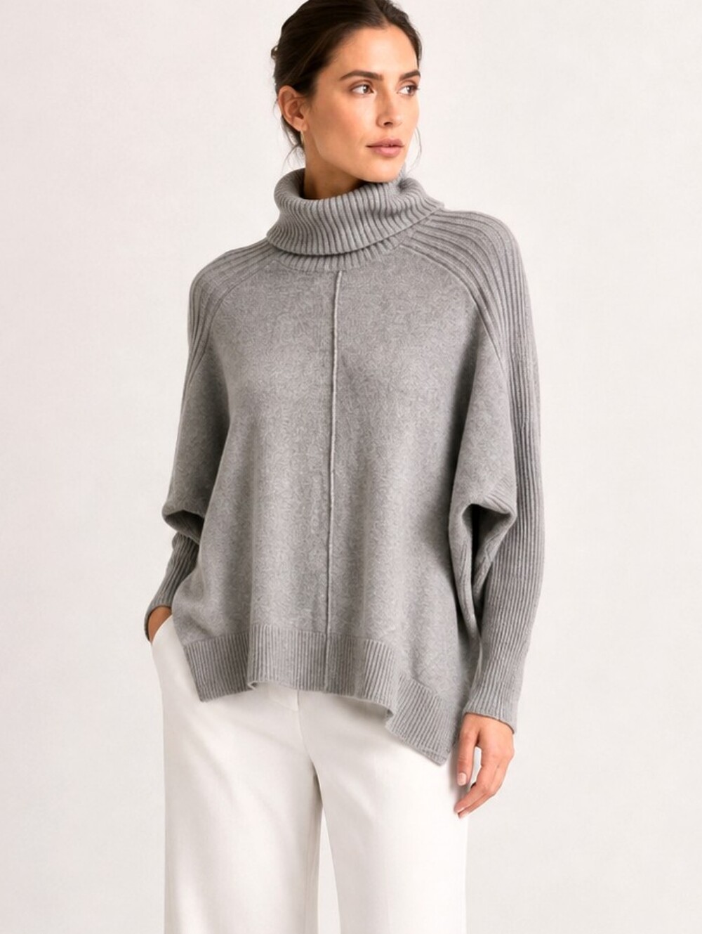 Time & Tru Gray Turtleneck Sweater Tunic Length